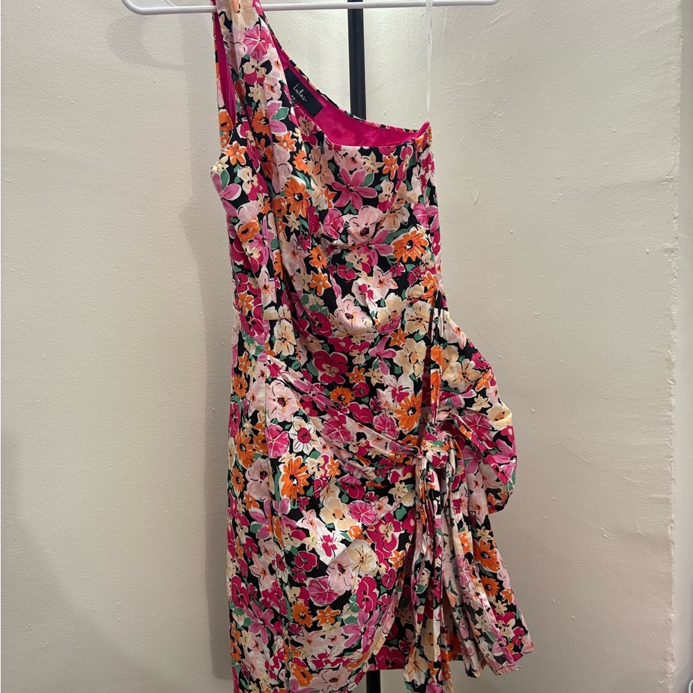 Lulu's Vibrant Floral One-Shoulder Dress